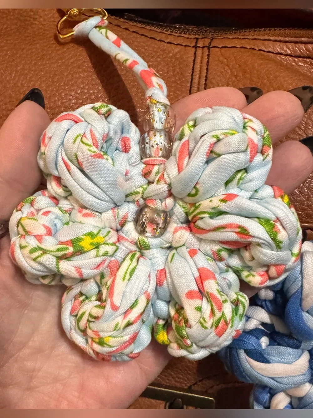 Handmade Crochet Floral Bag Charm - Choice of 1 - Picture 5 of 10